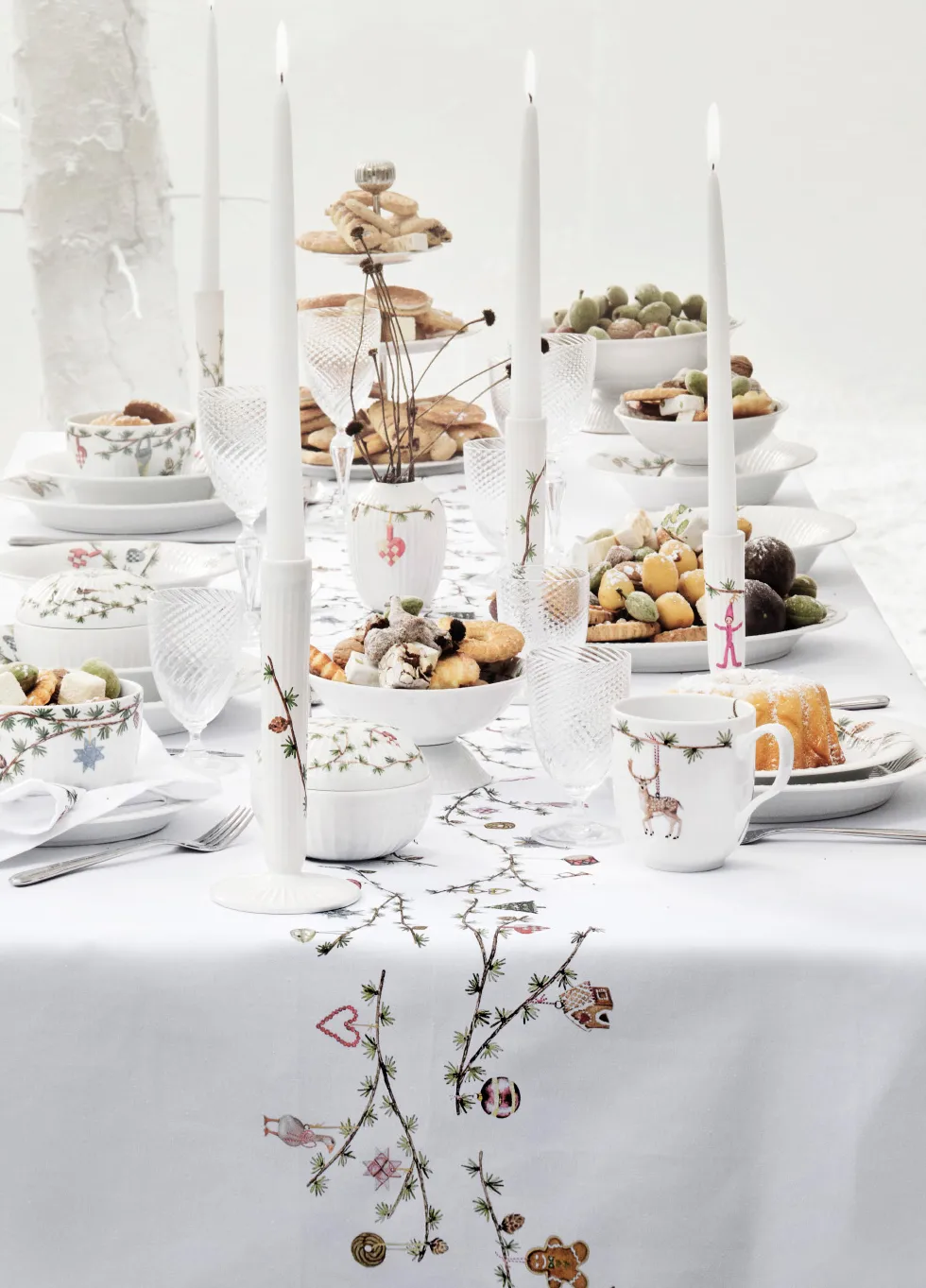 Hammershøi Christmas tafelkleed 150x370 cm, Wit Kähler