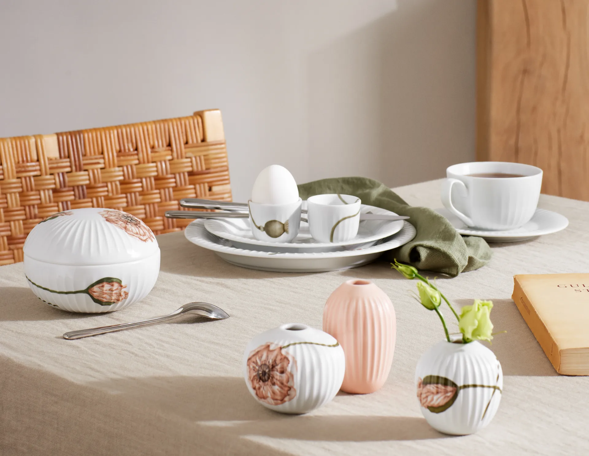Hammershøi Poppy vaas miniatuur 3-delig, Wit-decor Kähler