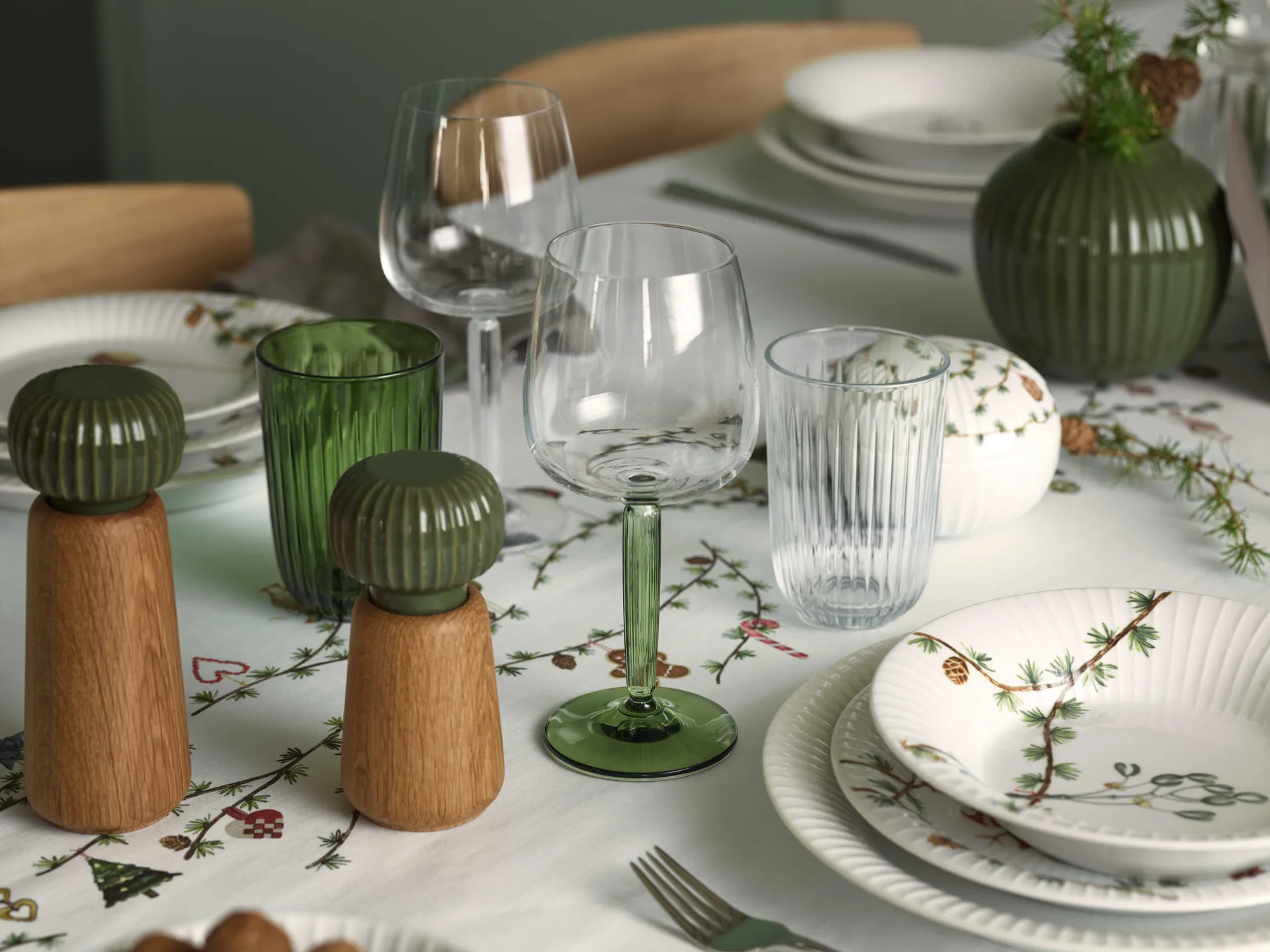 Hammershøi rodewijnglas 49 cl 2-pack, Doorzichtig-groen Kähler