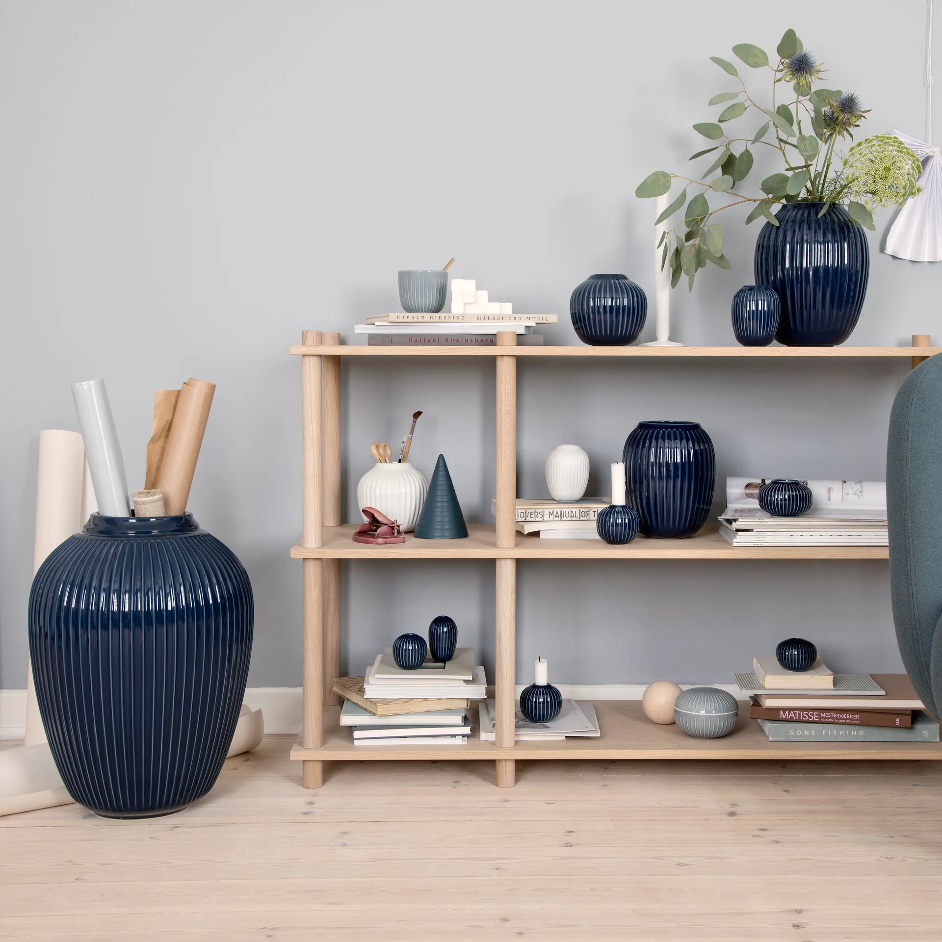 Hammershøi vaas middel, indigo Kähler