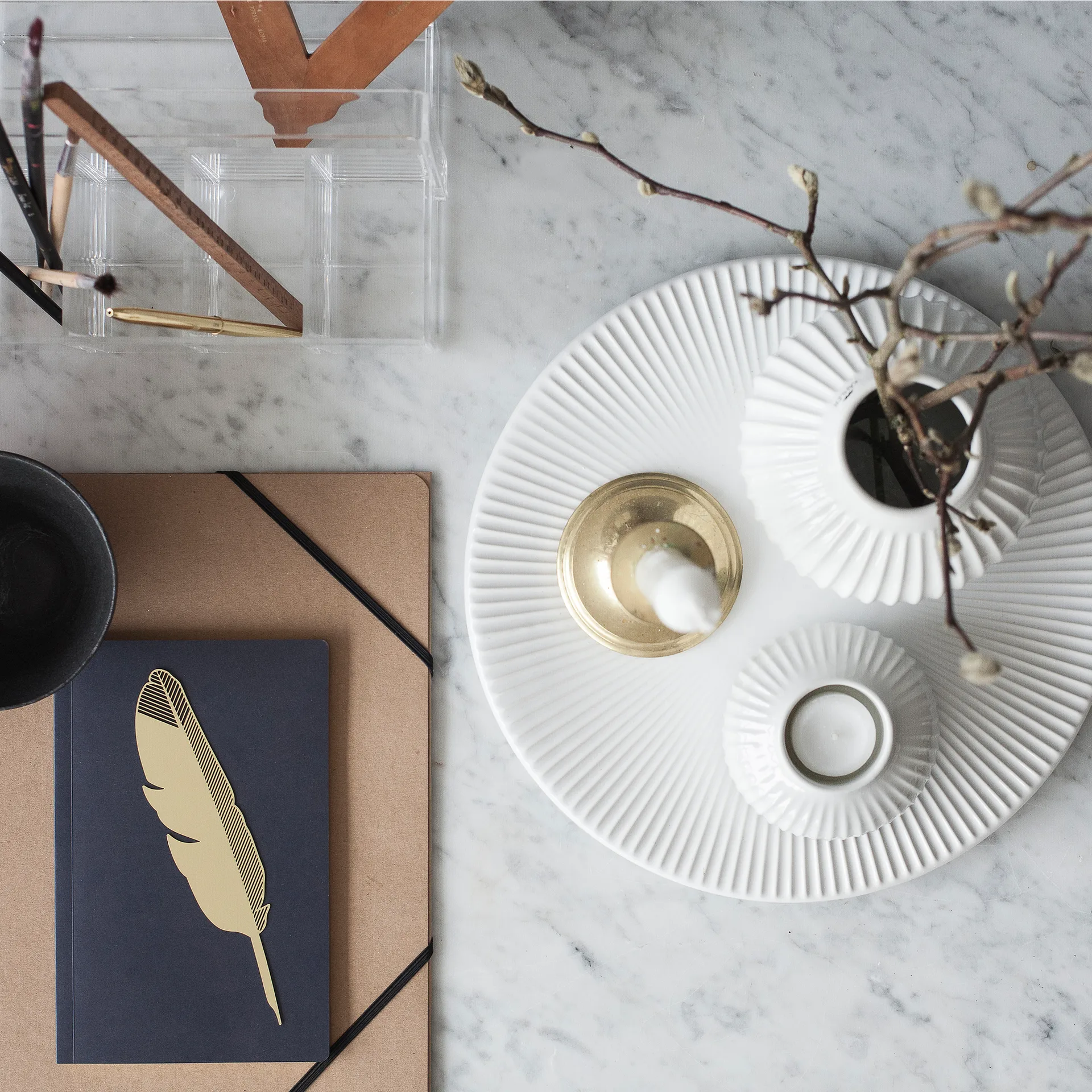 Hammershøi waxinelichthouder middel, wit Kähler