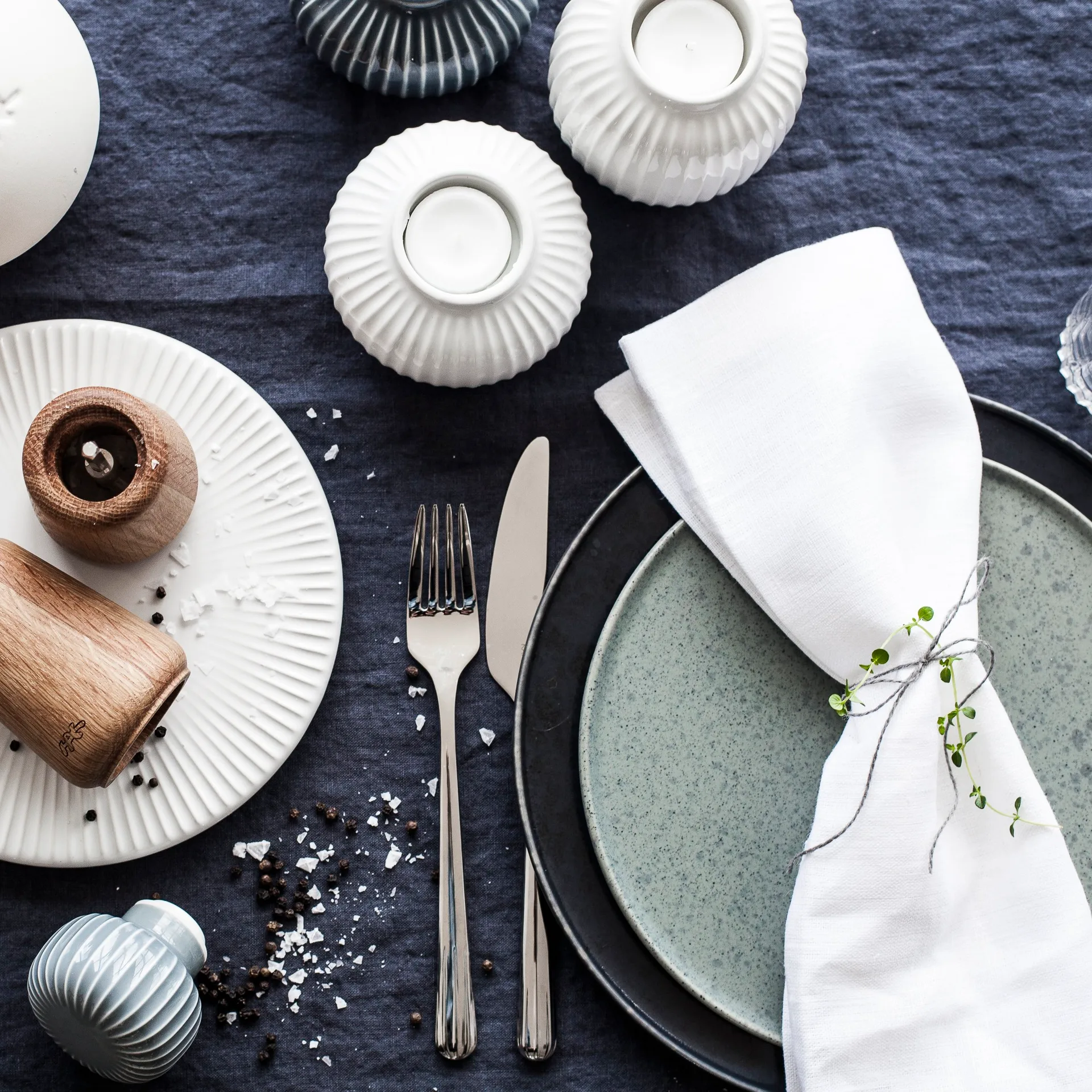 Hammershøi waxinelichthouder middel, wit Kähler