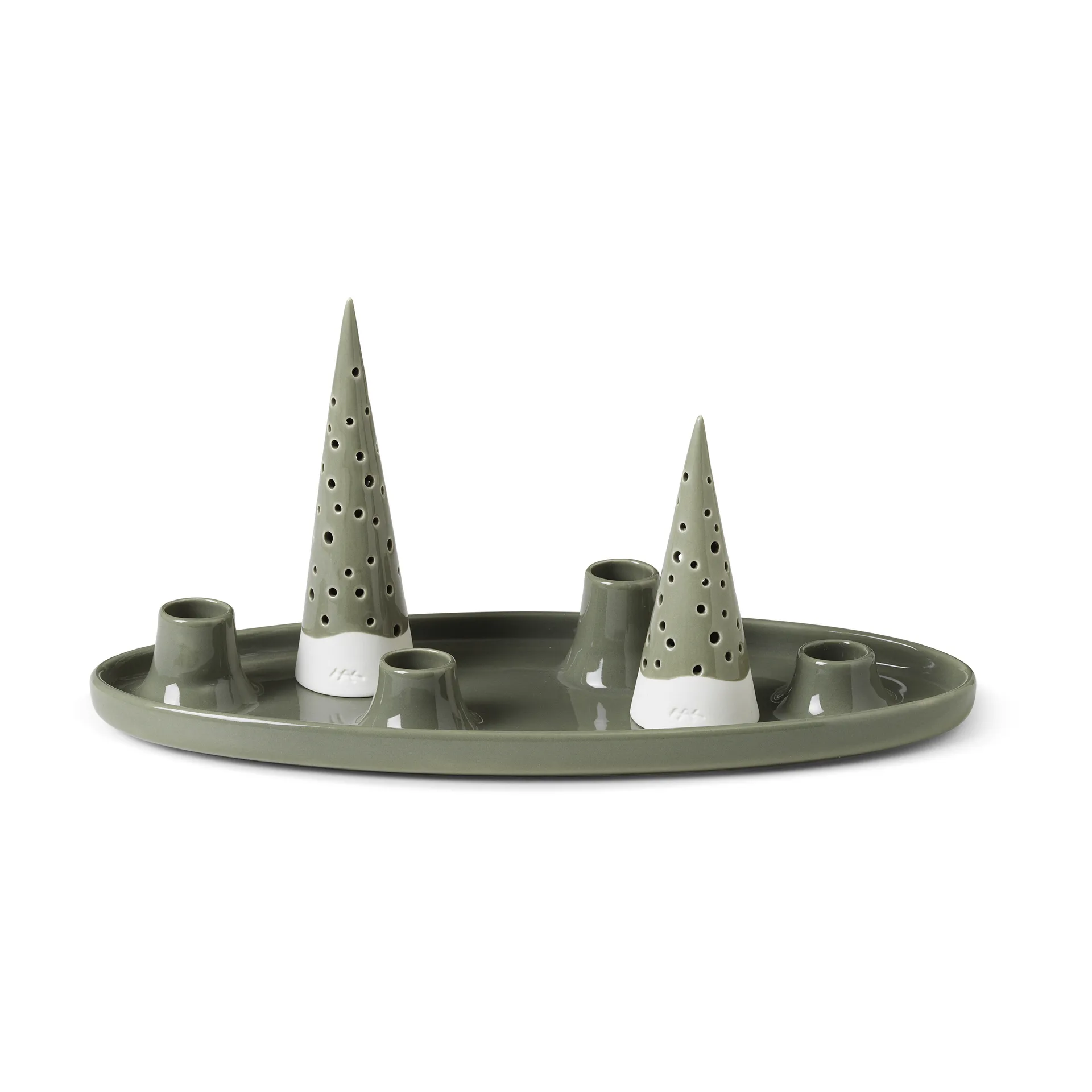 Nobili ovale adventskandelaar 33 cm, Groen Kähler