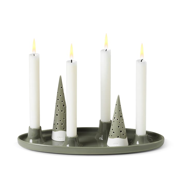 Nobili ovale adventskandelaar 33 cm - Groen - Kähler