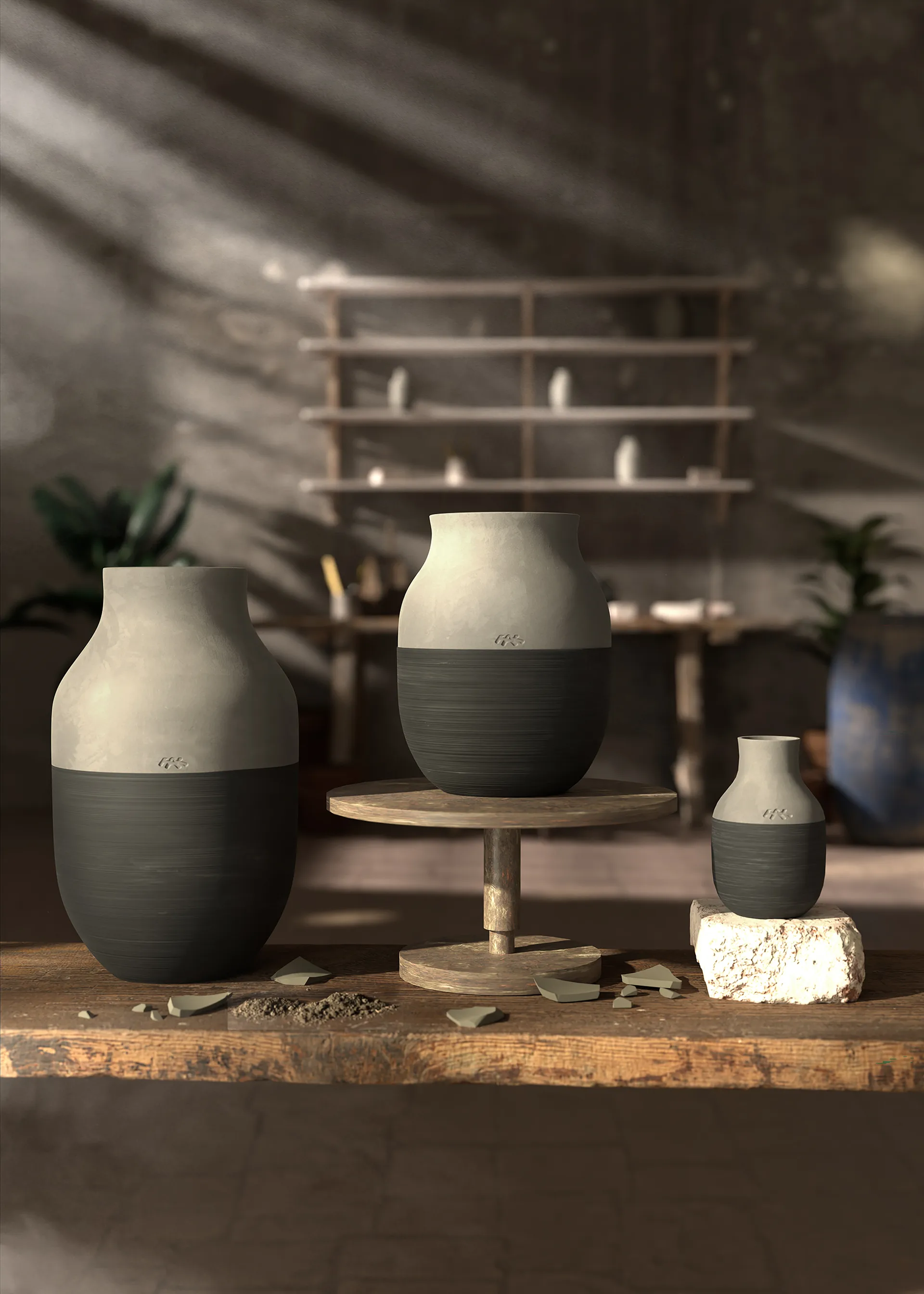 Omaggio Circulare vaas H20 cm, Antracietgrijs Kähler