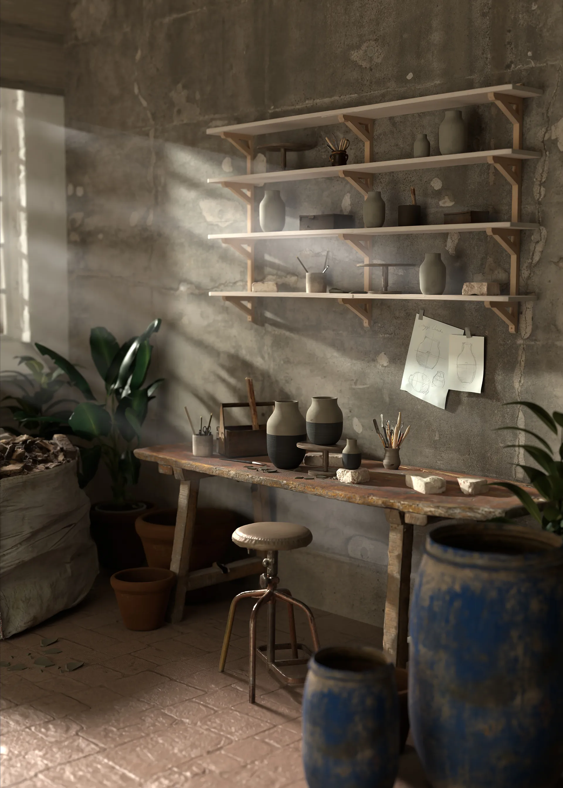 Omaggio Circulare vaas H31 cm, Antracietgrijs Kähler