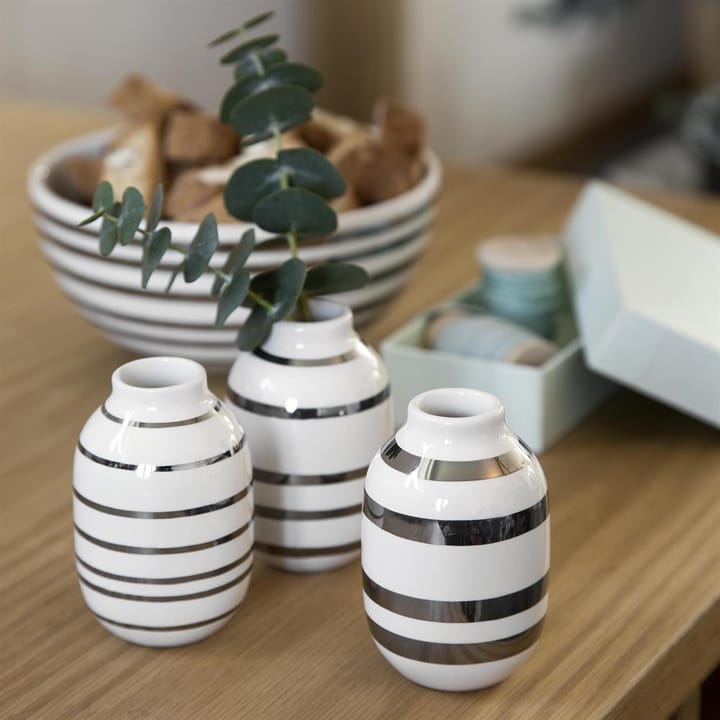 Omaggio miniatuur vaas 3-pack, wit-zilver Kähler