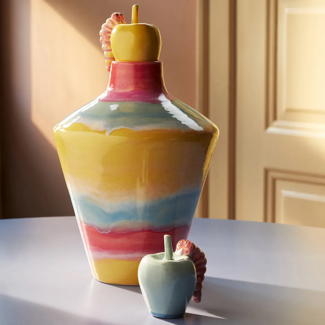 Poppery appel met larvendecoratie, Mint-pink Kähler