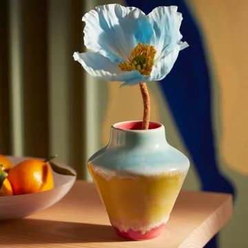 Poppery vaas 12 cm - Pink-mint-geel - Kähler