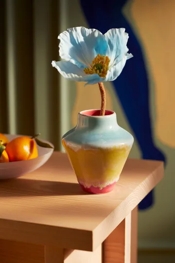 Poppery vaas 12 cm - Pink-mint-geel - Kähler