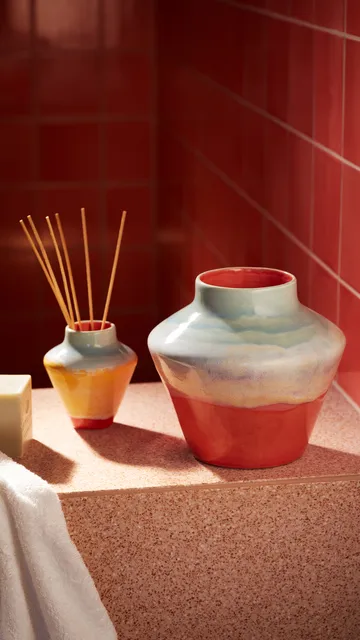 Poppery vaas 20,5 cm - Mint-pink - Kähler