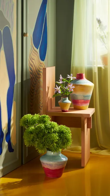 Poppery vaas 20,5 cm - Mint-pink - Kähler