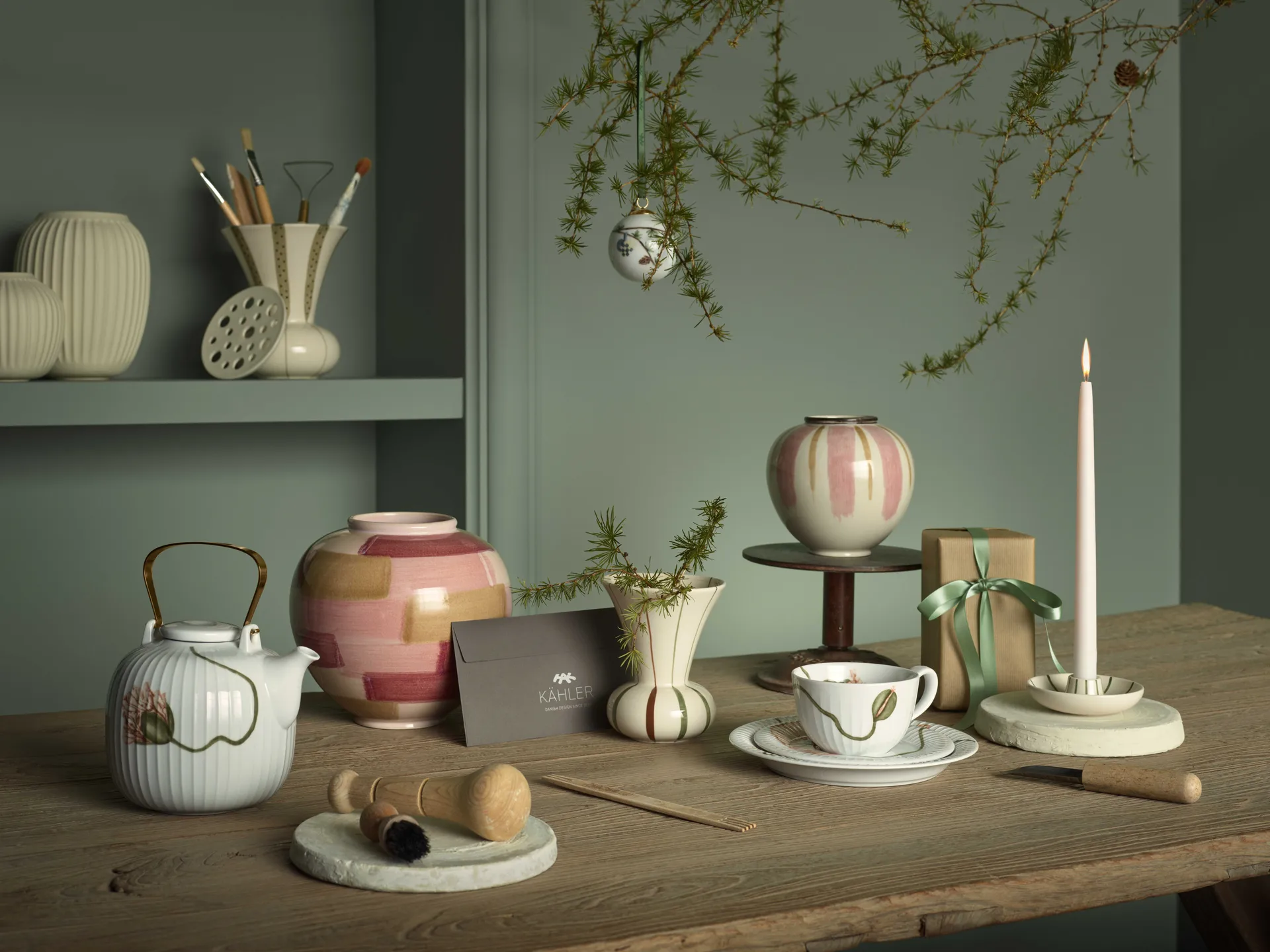 Signature kandelaar, Wit-groen Kähler