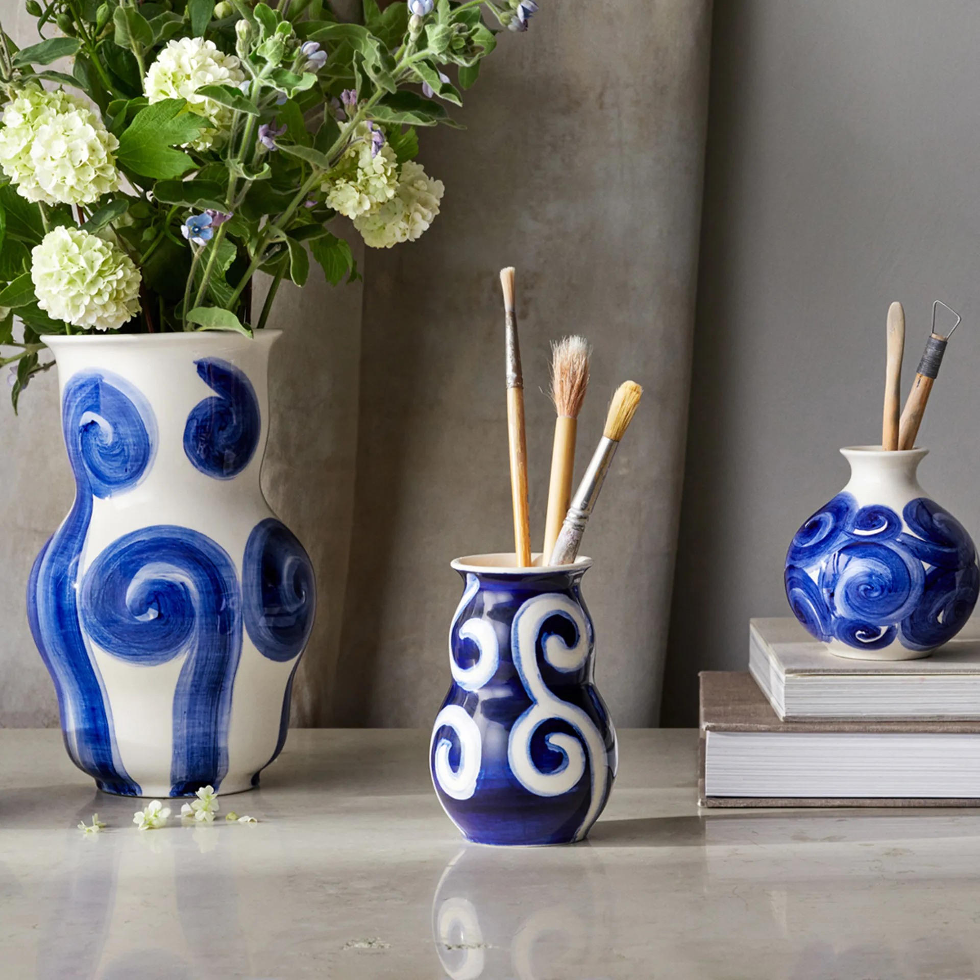 Tulle vaas 22,5 cm, Blauw Kähler