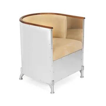 Aluminium fauteuil gepolijst - Leder Duet Gold-geoliede walnoot - Källemo