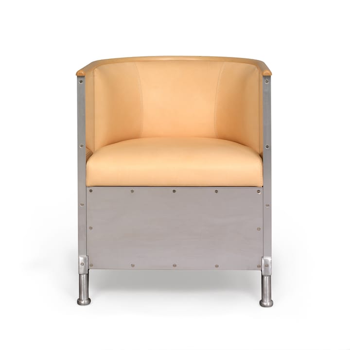 Aluminium fauteuil mat geborsteld - Leder Tärnsjö natuur-boord - Källemo