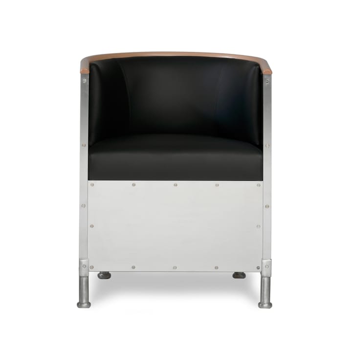 Aluminium fauteuil mat geborsteld - Leder Tärnsjö zwart-walnoot - Källemo