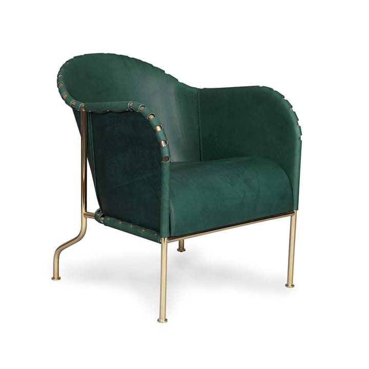 Bruno fauteuil - Kernleder bottle green-messingstandaard - Källemo