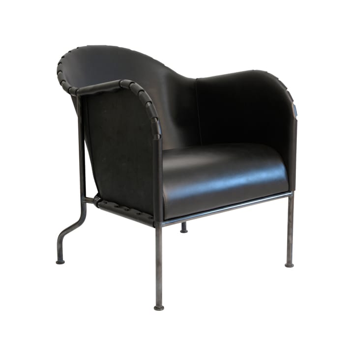 Bruno fauteuil - Kernleder zwart-zwartgeoxideerd stalen frame - Källemo
