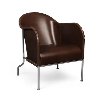 Bruno fauteuil - Kernleer 9208 sigarenbruin-chroom - Källemo