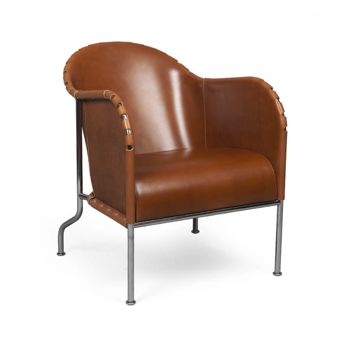 Bruno fauteuil - Kernleer cognac-chroom - Källemo