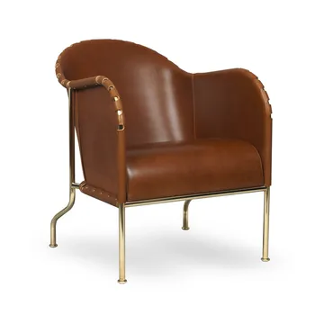 Bruno fauteuil - Kernleer cognac-messingstatief - Källemo