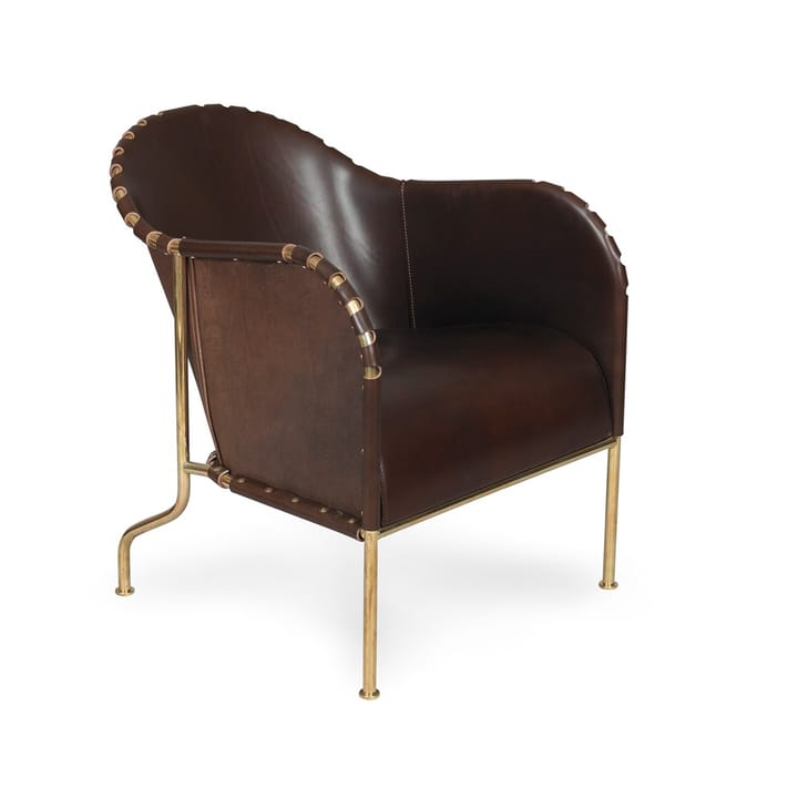 Bruno fauteuil - Kernleer sigaarbruin-messingstatief - Källemo