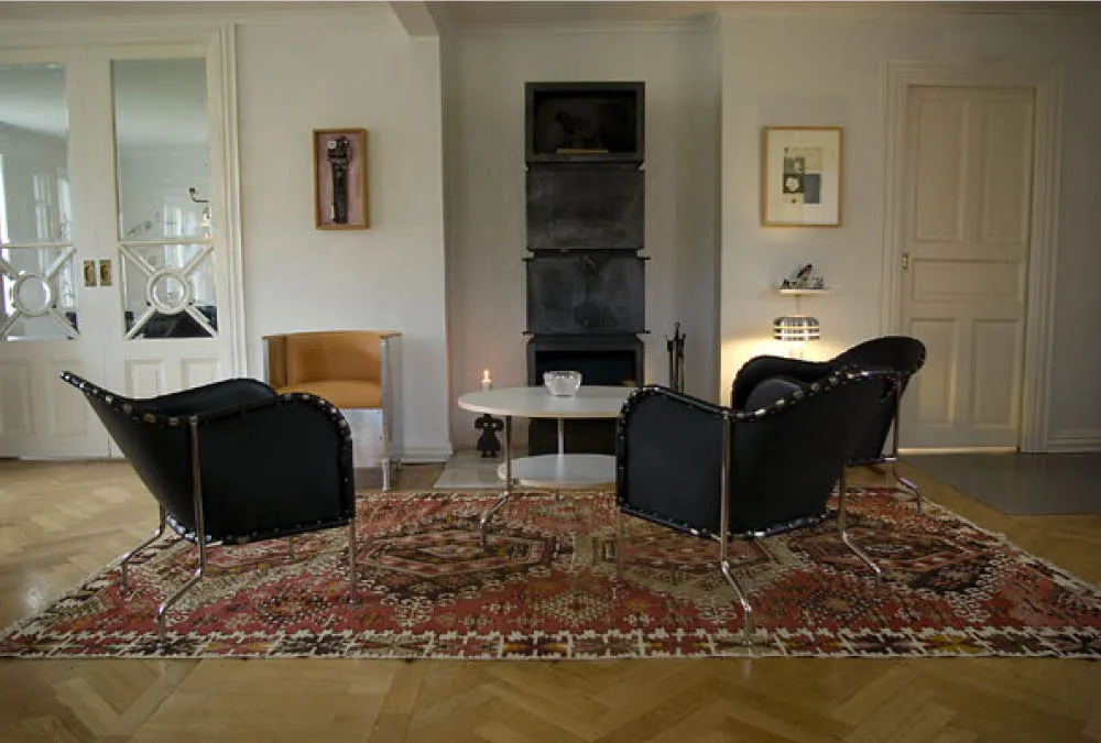 Bruno fauteuil, Kernleer zwart-chroom Källemo