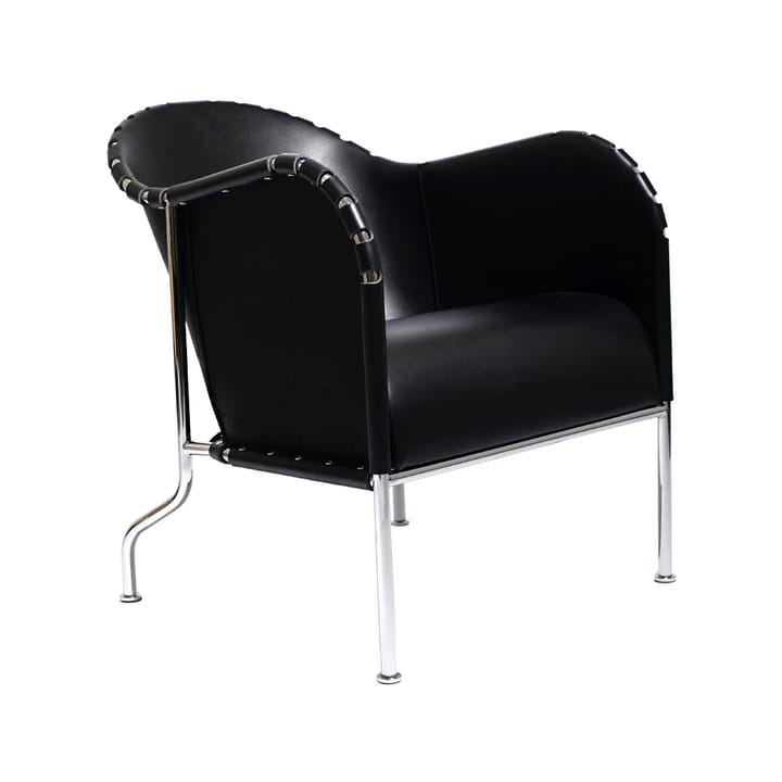 Bruno fauteuil - Kernleer zwart-chroom - Källemo