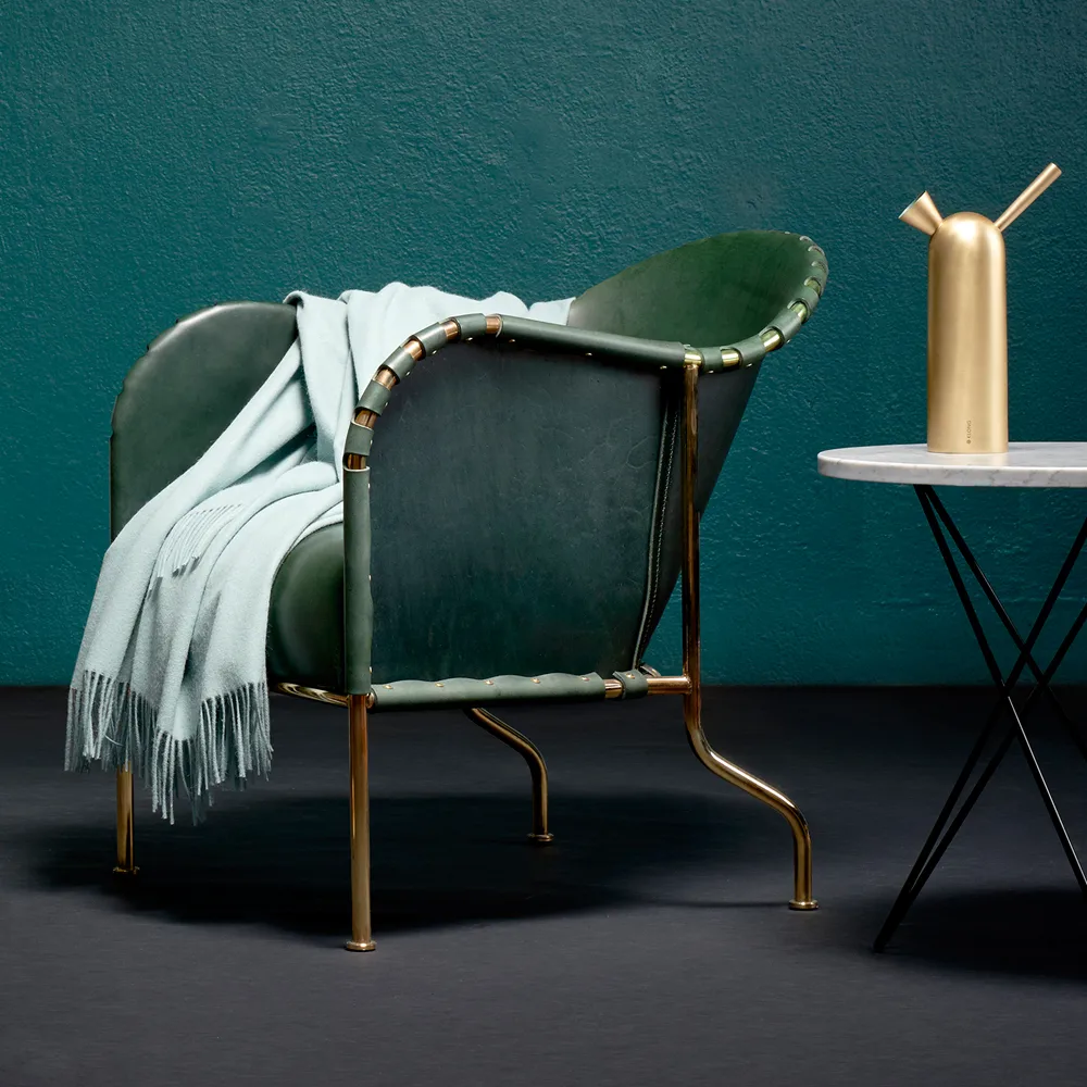 Bruno fauteuil, Leder naturel-gecoat koperstatief Källemo