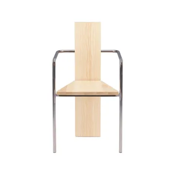 Concrete armstoel - Esdoorn-ongelakt stalen onderstel - Källemo