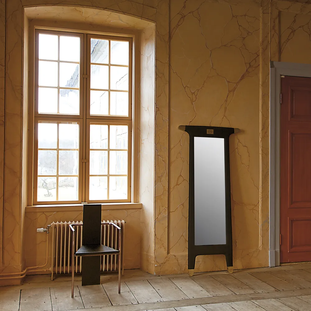 Concrete armstoel, Hemelsblauw-verkoperd statief Källemo