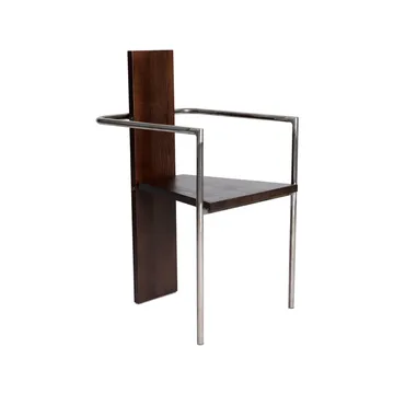 Concrete armstoel - Walnootgebeitst essen-ongeslagen stalen frame - Källemo