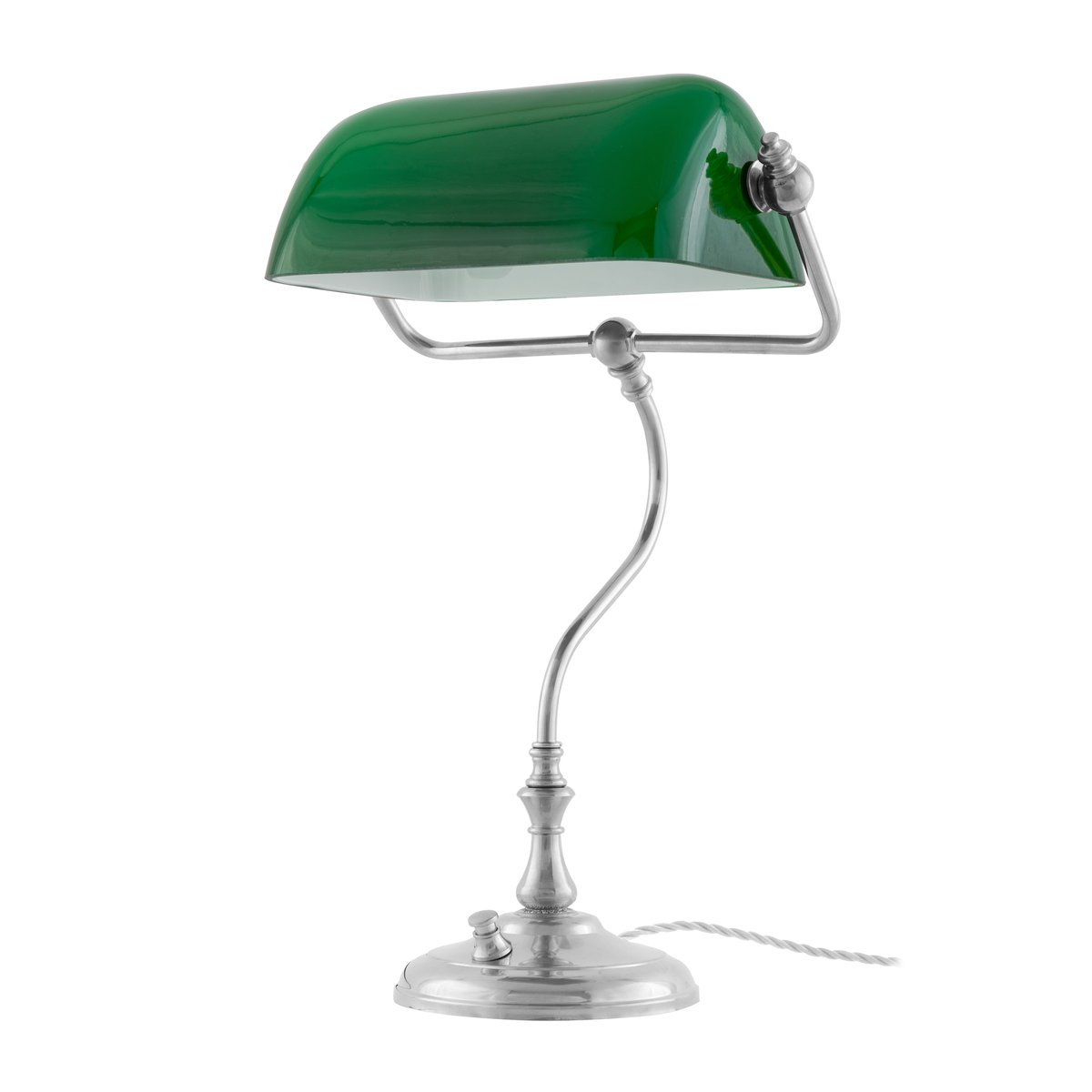 Karlskrona Lampfabrik Bankirlampa tafellamp Vernikkeld-groen