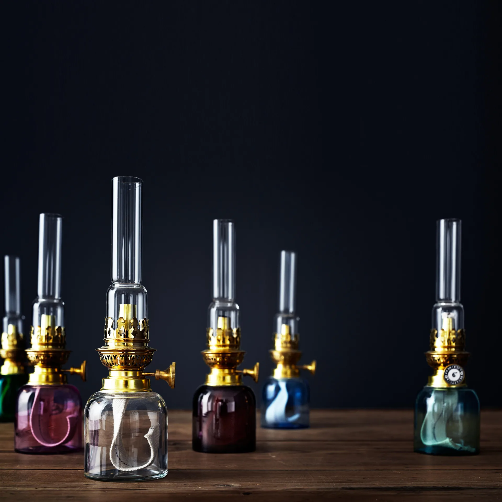 Koholmen paraffine-lamp, smoke (rook) Karlskrona Lampfabrik