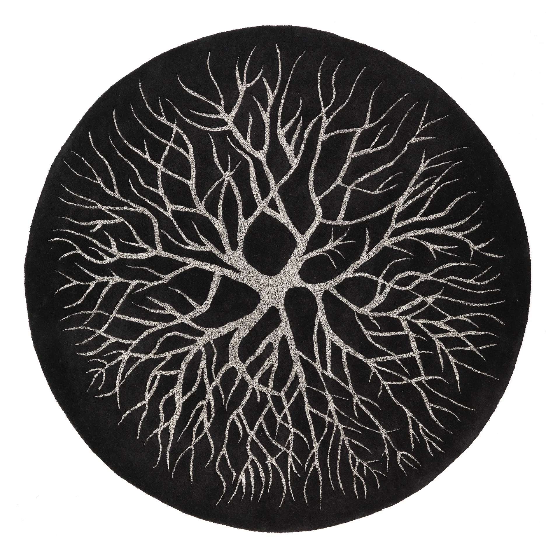 Birds nest handgeweven tapijt Ø 220 cm, Charcoal Kateha