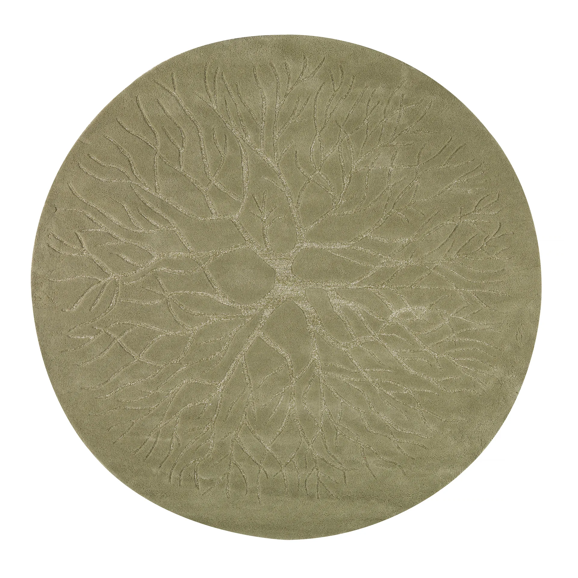 Birds nest handgeweven tapijt Ø 220 cm, wintergroen Kateha