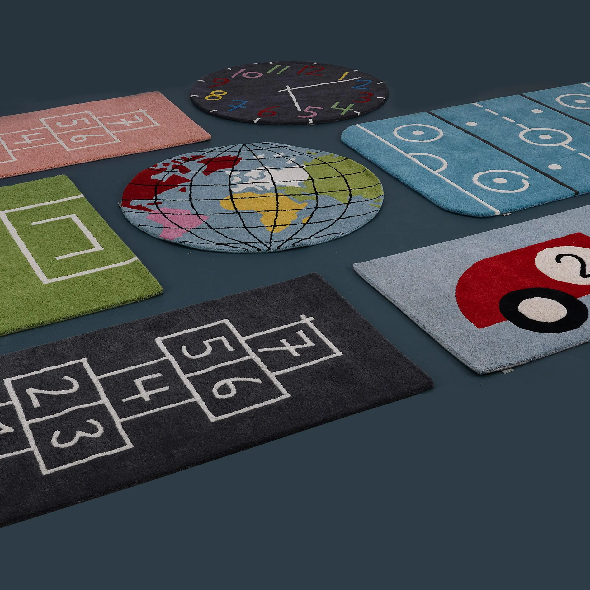 Earth vloerkleed Ø130 cm, Blauw Kateha