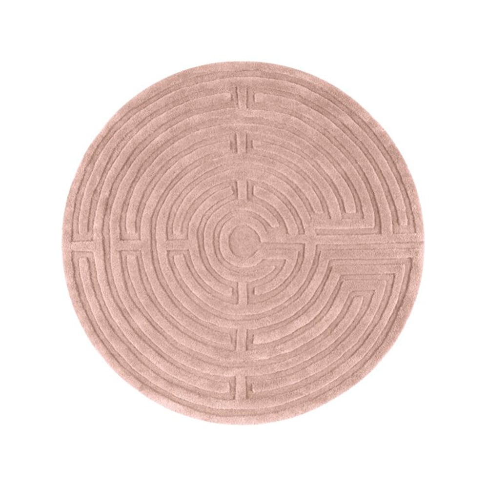Kateha Minilabyrint vloerkleed rond roze-40, 130 cm