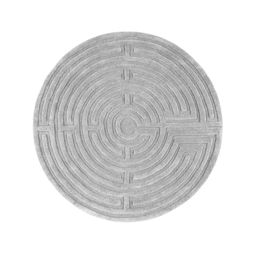 Kateha Minilabyrint vloerkleed rond zilvergrijs (grijs), 130 cm