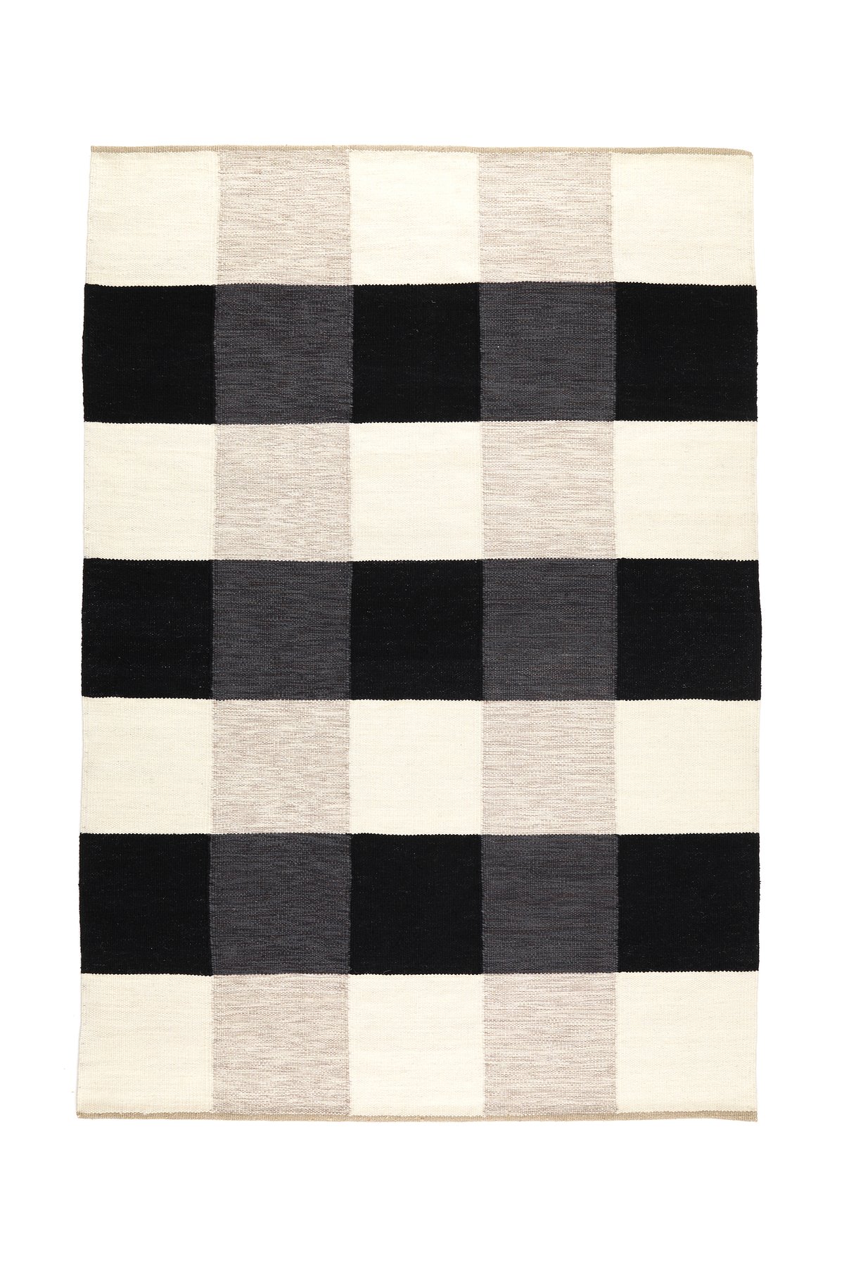 Kateha Night and Day handgeweven tapijt 170x240 cm zwart & wit