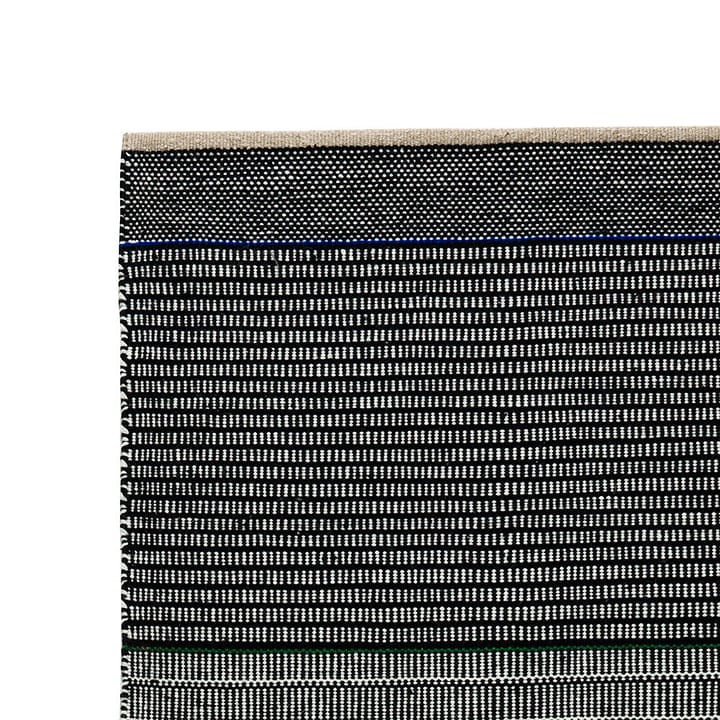Tribulus One wollen vloerkleed 80x250 cm - zwart, wit, blauw, groen - Kateha