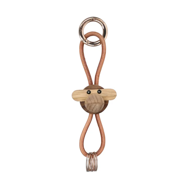 Kaj Bojesen aap sleutelhanger - Teak-limba hout, naturel leer - Kay Bojesen Denmark