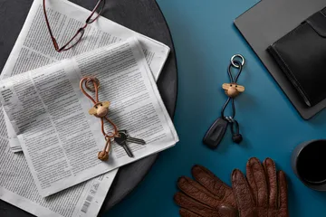 Kaj Bojesen aap sleutelhanger - Teak-limba hout, naturel leer - Kay Bojesen Denmark