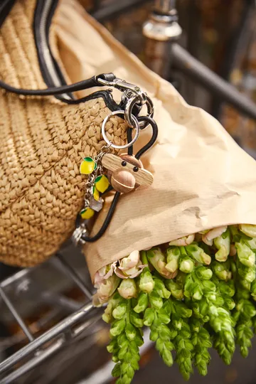 Kaj Bojesen aap sleutelhanger - Teak-limba hout, zwart leer - Kay Bojesen Denmark