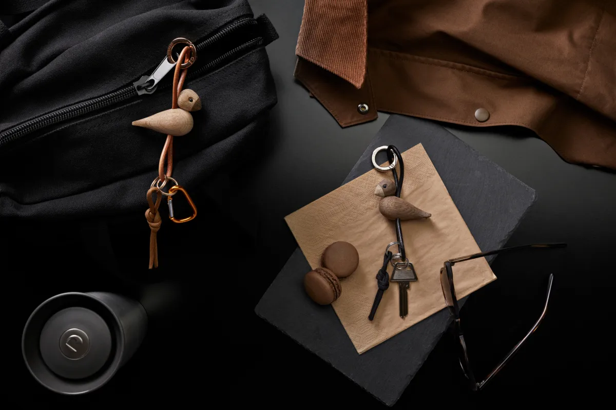 Kaj Bojesen vogel sleutelhanger, Eik, naturel leer Kay Bojesen Denmark