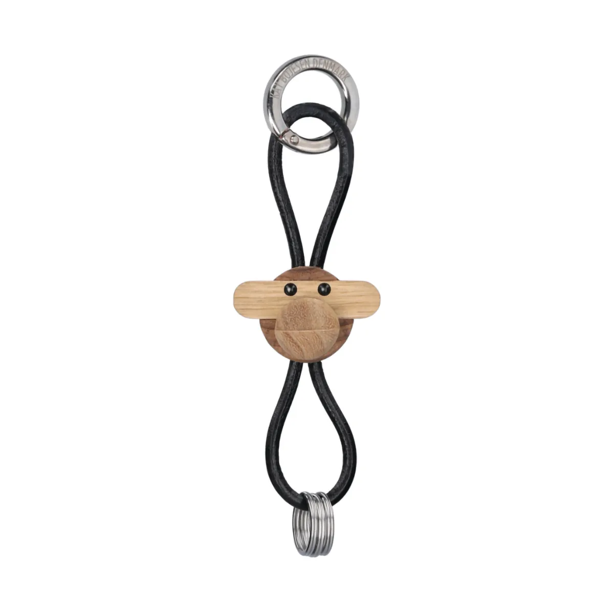 Kay Bojesen aap sleutelhanger, Teak-limba hout, zwart leer Kay Bojesen Denmark