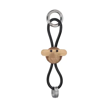 Kay Bojesen aap sleutelhanger - Teak-limba hout, zwart leer - Kay Bojesen Denmark