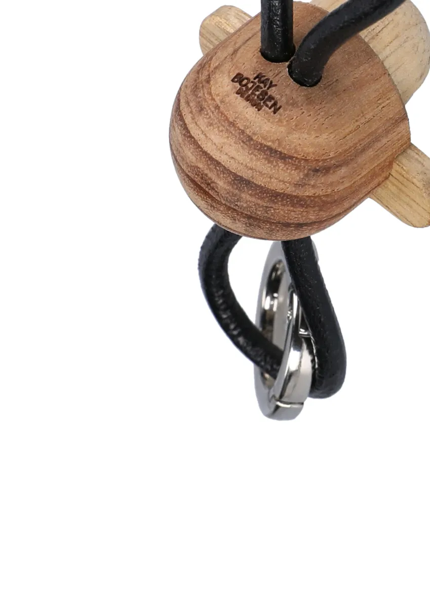 Kay Bojesen aap sleutelhanger, Teak-limba hout, zwart leer Kay Bojesen Denmark