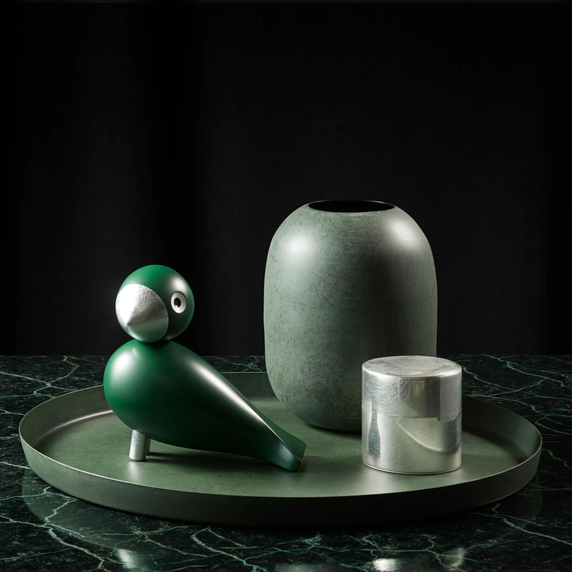 Kay Bojesen zangvogel Georg, Groen-Zilver Kay Bojesen Denmark